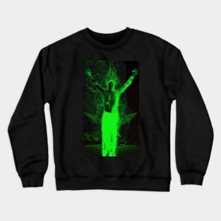 Portrait, digital collage and special processing. Shirtless man, stands. All chakras opened. Mystic. Green. Crewneck Sweatshirt